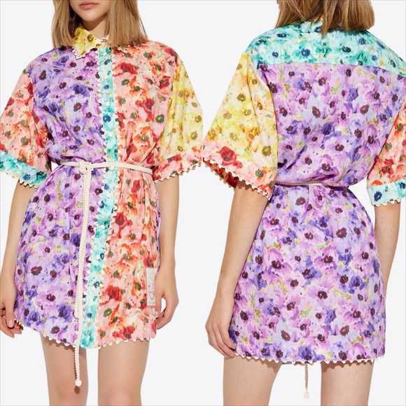 Zimmerman lightburst button down belted floral mini dress NO OFFERS - Picture 4 of 12